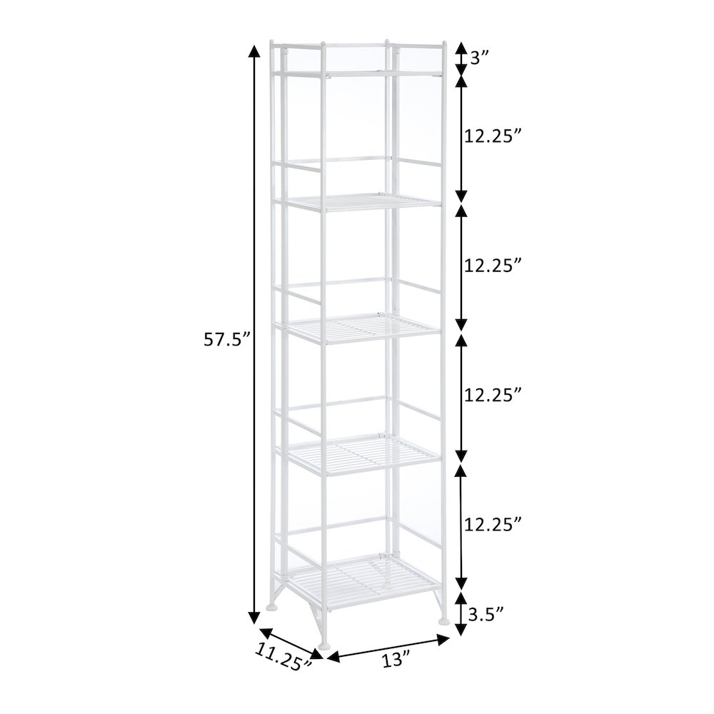 Xtra Storage 5 Tier Folding Metal Shelf White