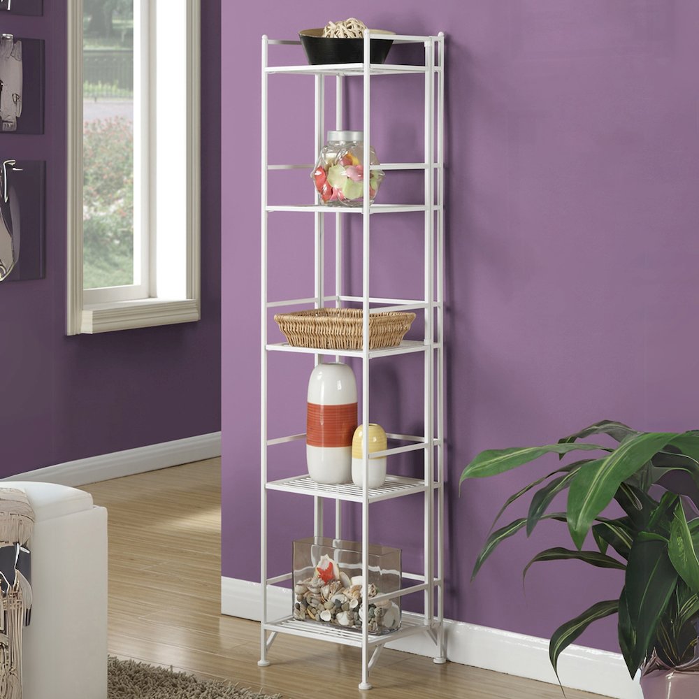 Xtra Storage 5 Tier Folding Metal Shelf White