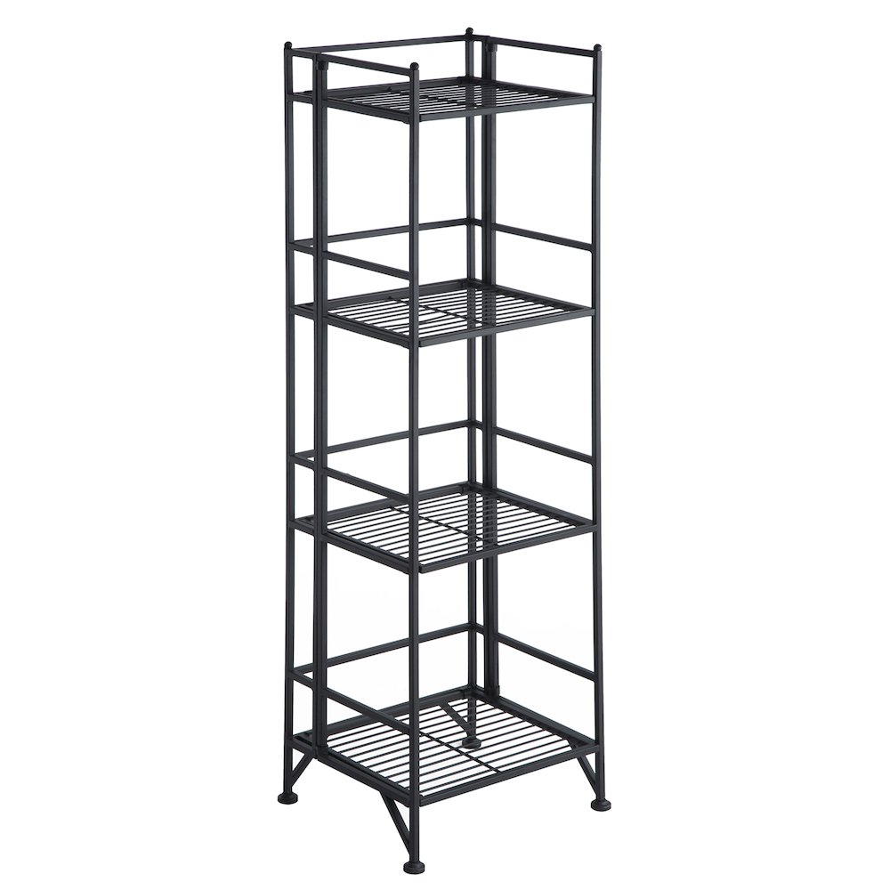 Xtra Storage 4 Tier Folding Metal Shelf Black