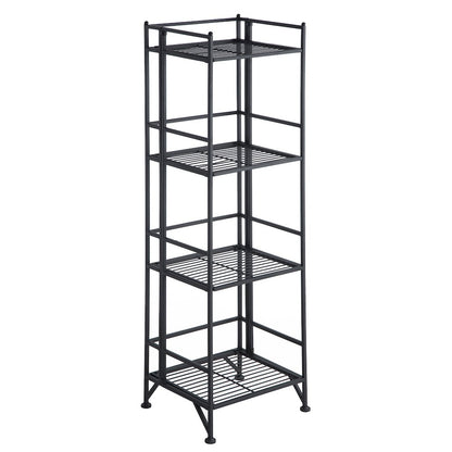 Xtra Storage 4 Tier Folding Metal Shelf Black