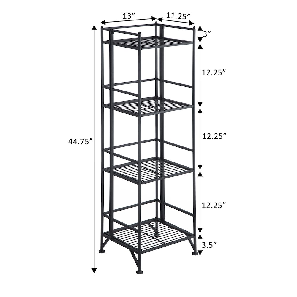 Xtra Storage 4 Tier Folding Metal Shelf Black