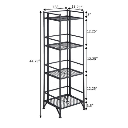 Xtra Storage 4 Tier Folding Metal Shelf Black