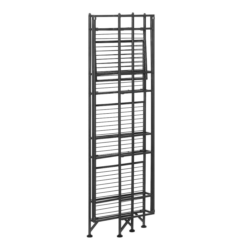 Xtra Storage 4 Tier Folding Metal Shelf Black