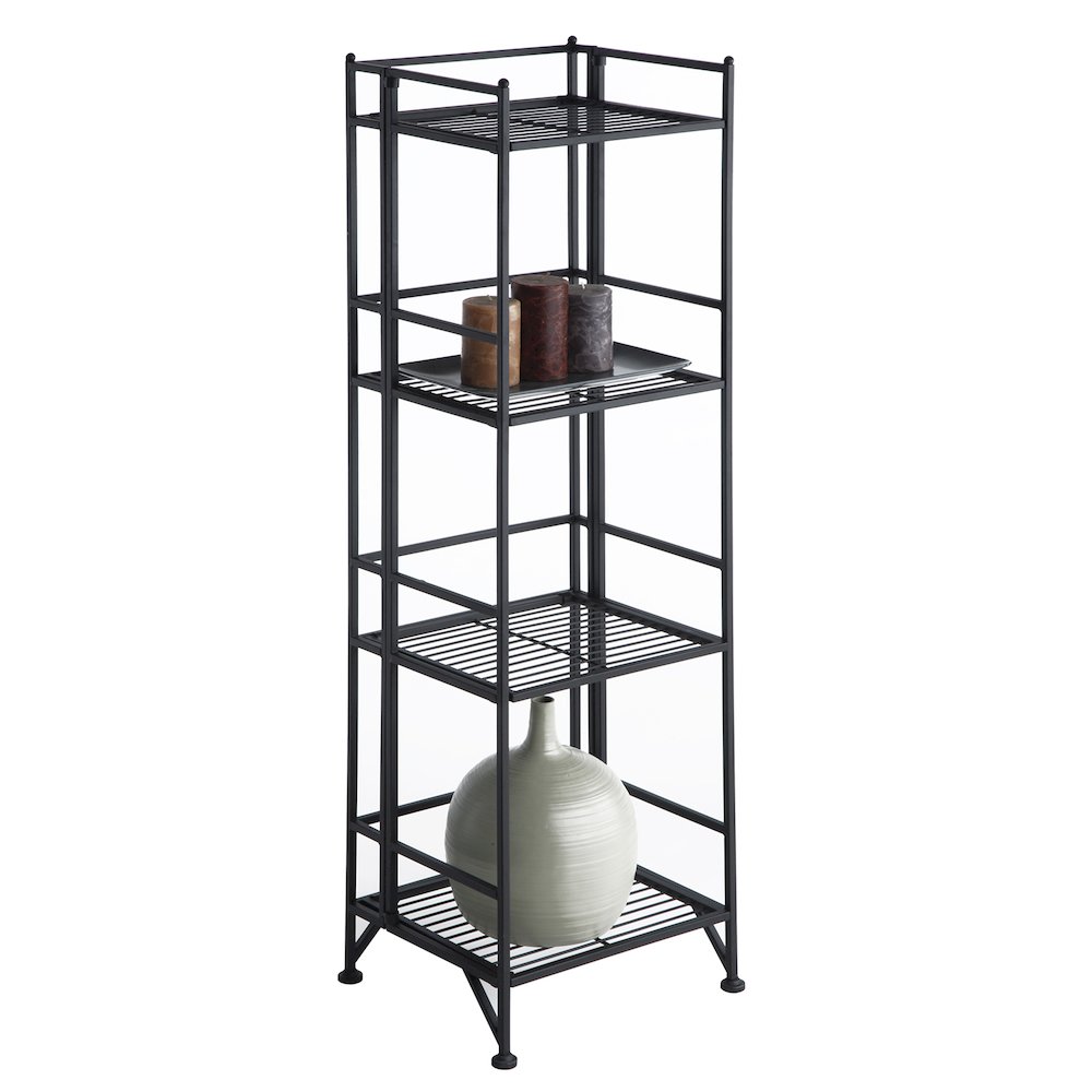Xtra Storage 4 Tier Folding Metal Shelf Black