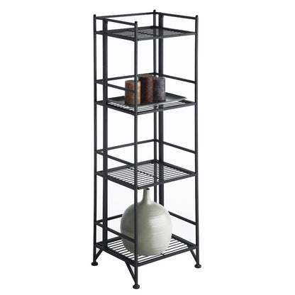 Xtra Storage 4 Tier Folding Metal Shelf Black