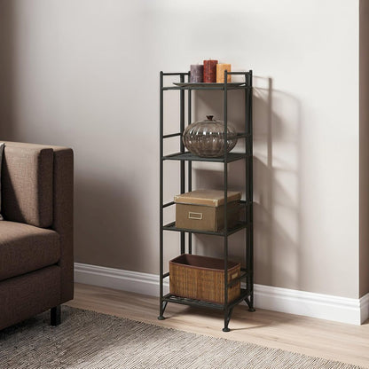 Xtra Storage 4 Tier Folding Metal Shelf Black