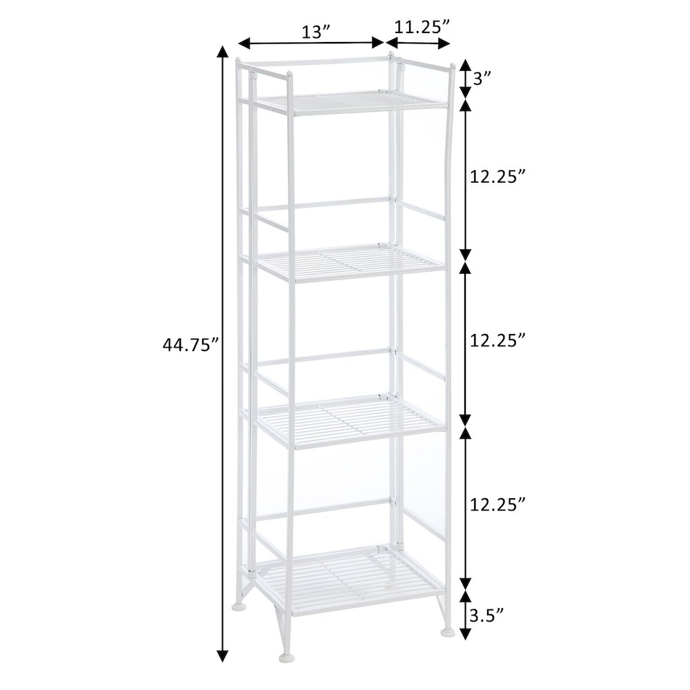 Xtra Storage 4 Tier Folding Metal Shelf White