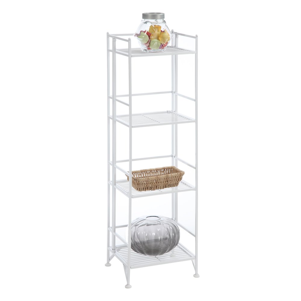 Xtra Storage 4 Tier Folding Metal Shelf White
