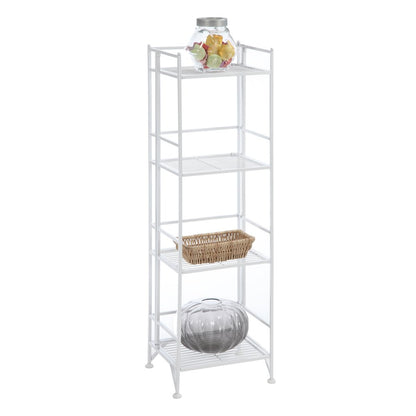 Xtra Storage 4 Tier Folding Metal Shelf White