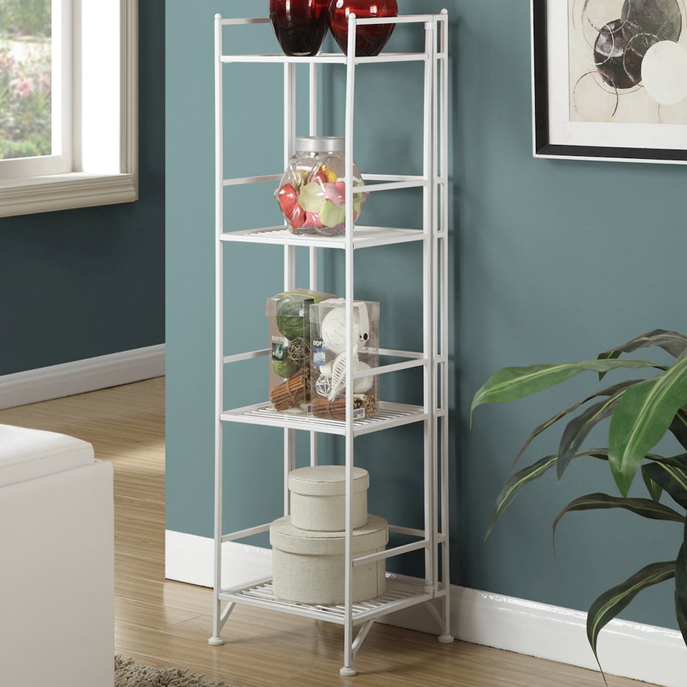 Xtra Storage 4 Tier Folding Metal Shelf White