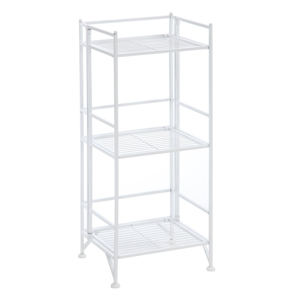 Xtra Storage 3 Tier Folding Metal Shelf White