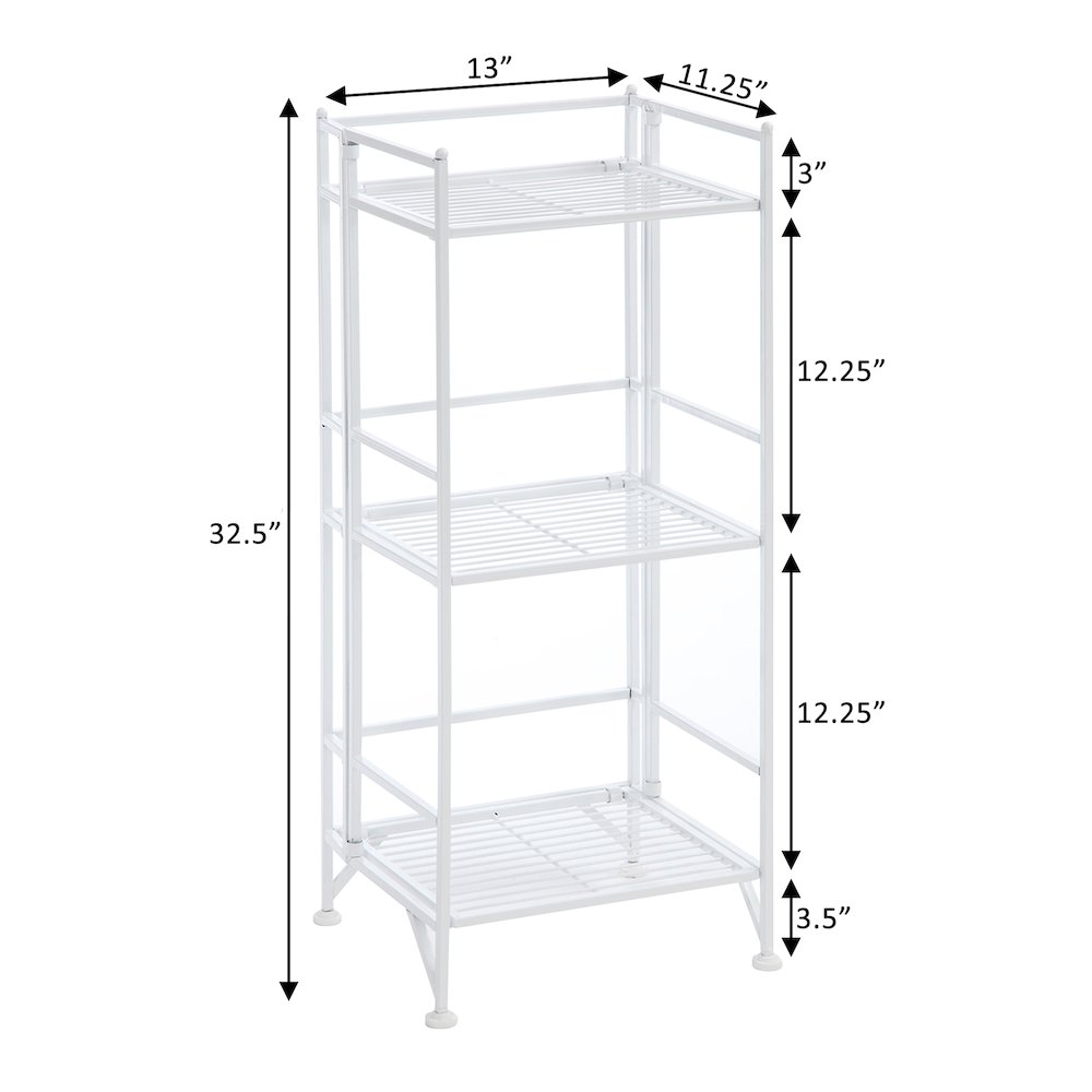 Xtra Storage 3 Tier Folding Metal Shelf White