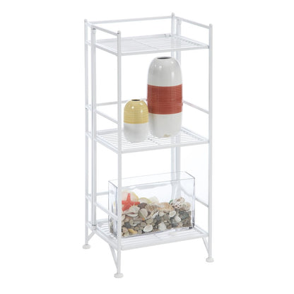 Xtra Storage 3 Tier Folding Metal Shelf White