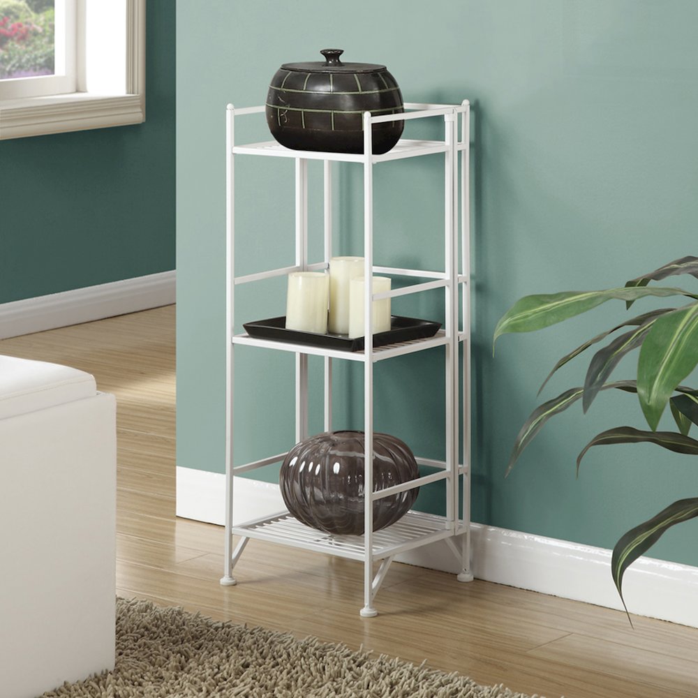 Xtra Storage 3 Tier Folding Metal Shelf White