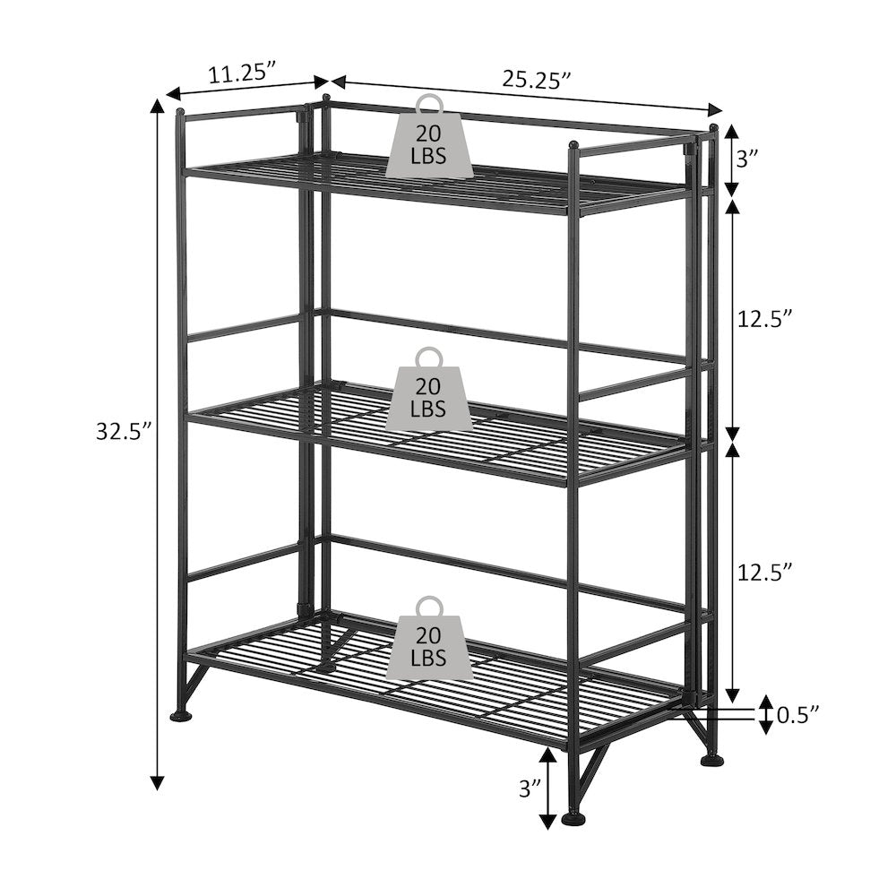 Xtra Storage 3 Tier Wide Folding Metal Shelf