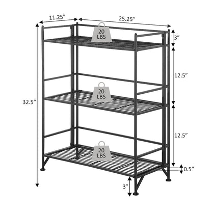 Xtra Storage 3 Tier Wide Folding Metal Shelf