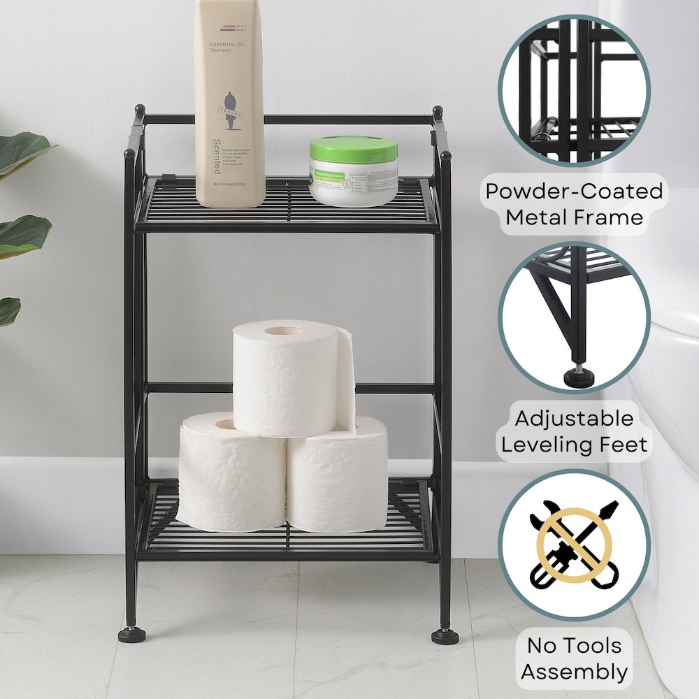 Xtra Storage 2 Tier Folding Metal Shelf