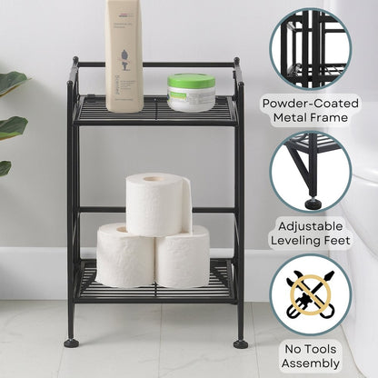 Xtra Storage 2 Tier Folding Metal Shelf