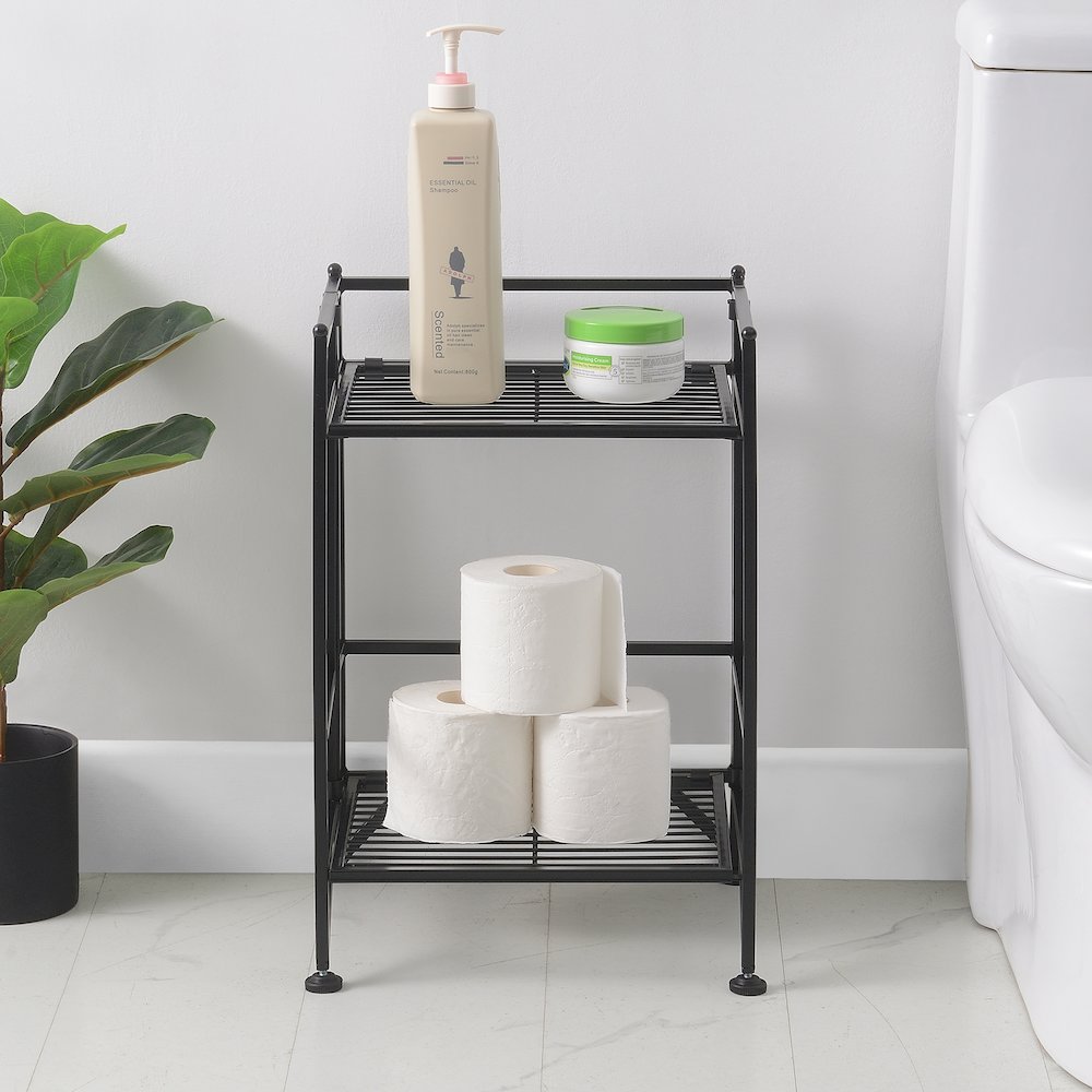 Xtra Storage 2 Tier Folding Metal Shelf