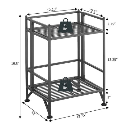 Xtra Storage 2 Tier Folding Metal Shelf