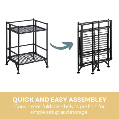 Xtra Storage 2 Tier Folding Metal Shelf