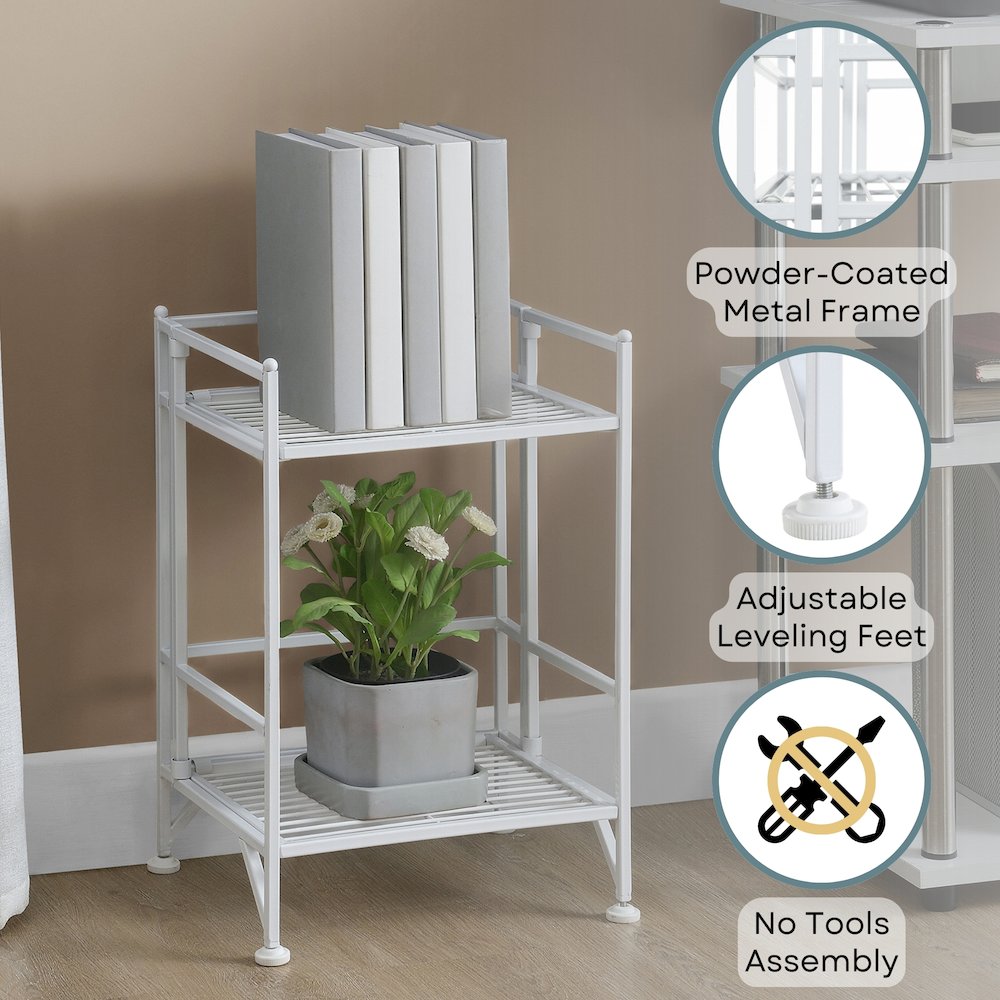 Xtra Storage 2 Tier Folding Metal Shelf