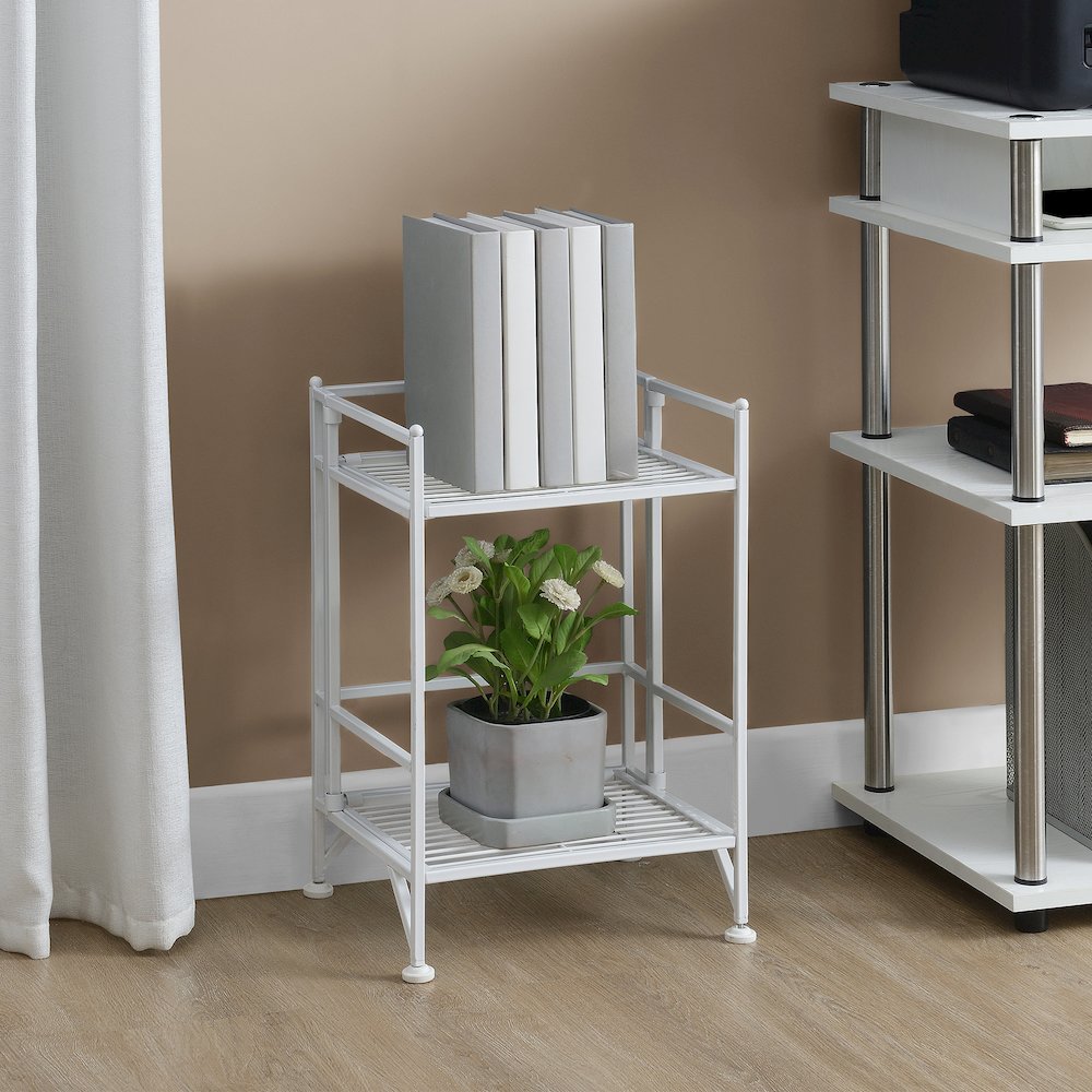 Xtra Storage 2 Tier Folding Metal Shelf