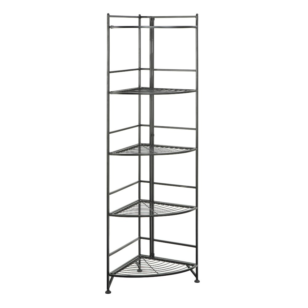 Xtra Storage 5 Tier Folding Metal Corner Shelf Black