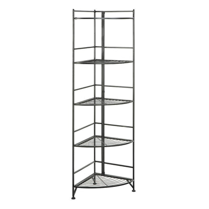 Xtra Storage 5 Tier Folding Metal Corner Shelf Black