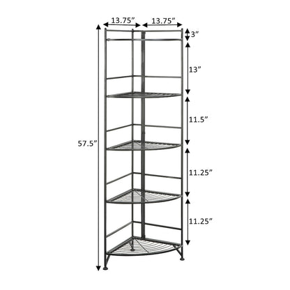 Xtra Storage 5 Tier Folding Metal Corner Shelf Black