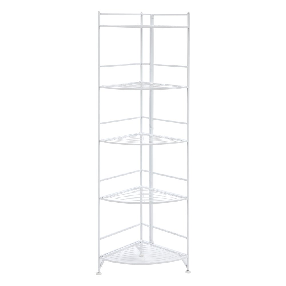 Xtra Storage 5 Tier Folding Metal Corner Shelf White