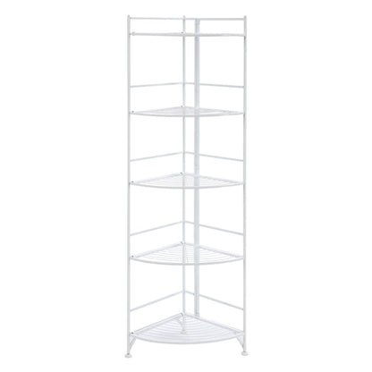 Xtra Storage 5 Tier Folding Metal Corner Shelf White