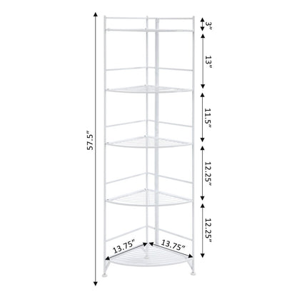Xtra Storage 5 Tier Folding Metal Corner Shelf White