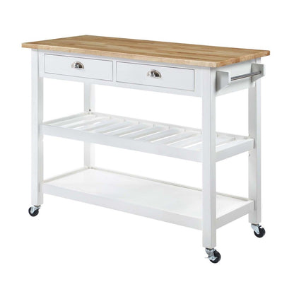 American Heritage 3 Tier Butcher Block Kitchen Cart with Drawers