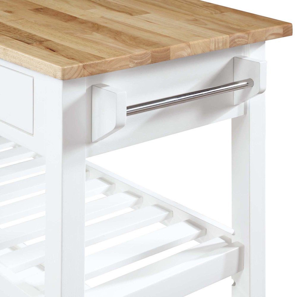American Heritage 3 Tier Butcher Block Kitchen Cart with Drawers