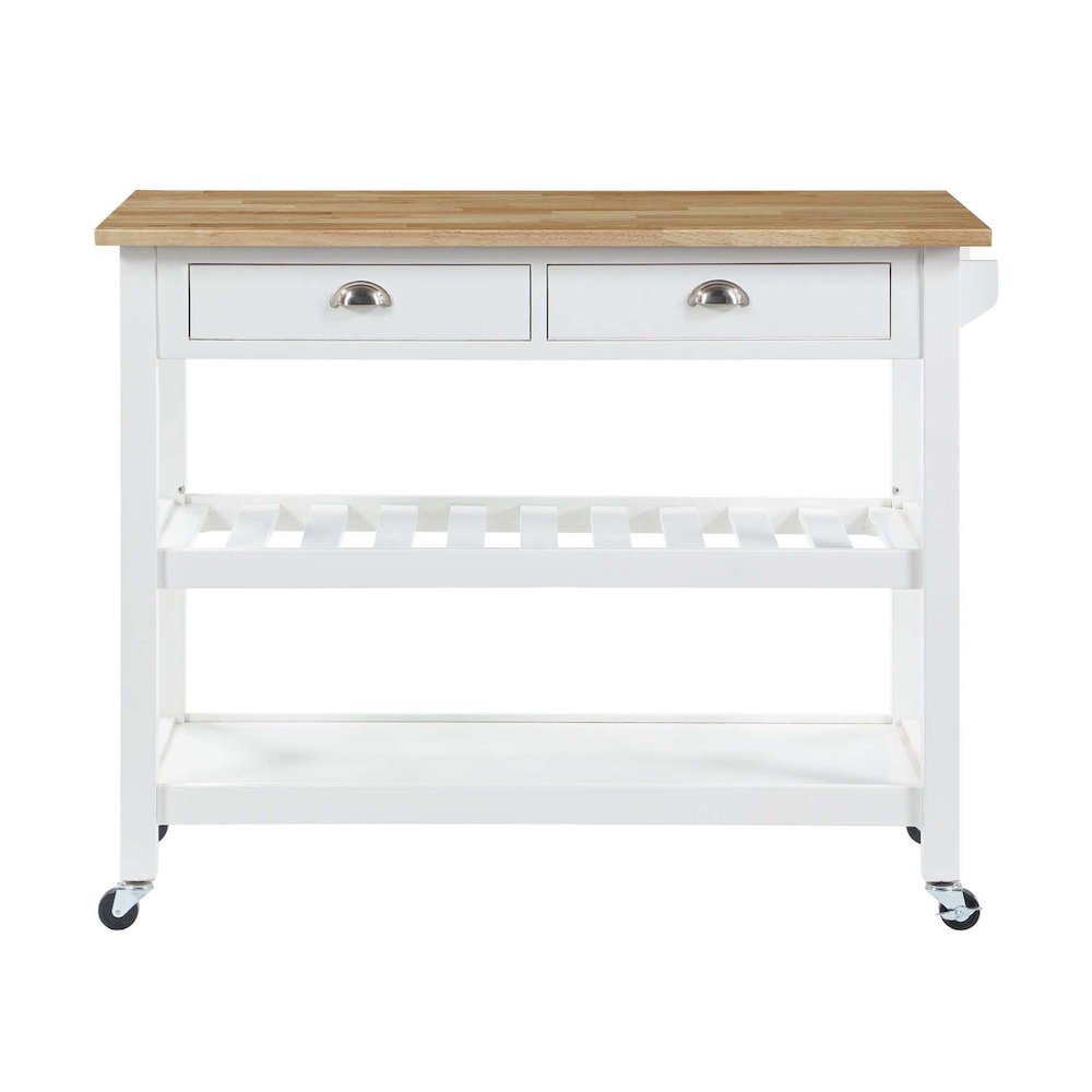 American Heritage 3 Tier Butcher Block Kitchen Cart with Drawers
