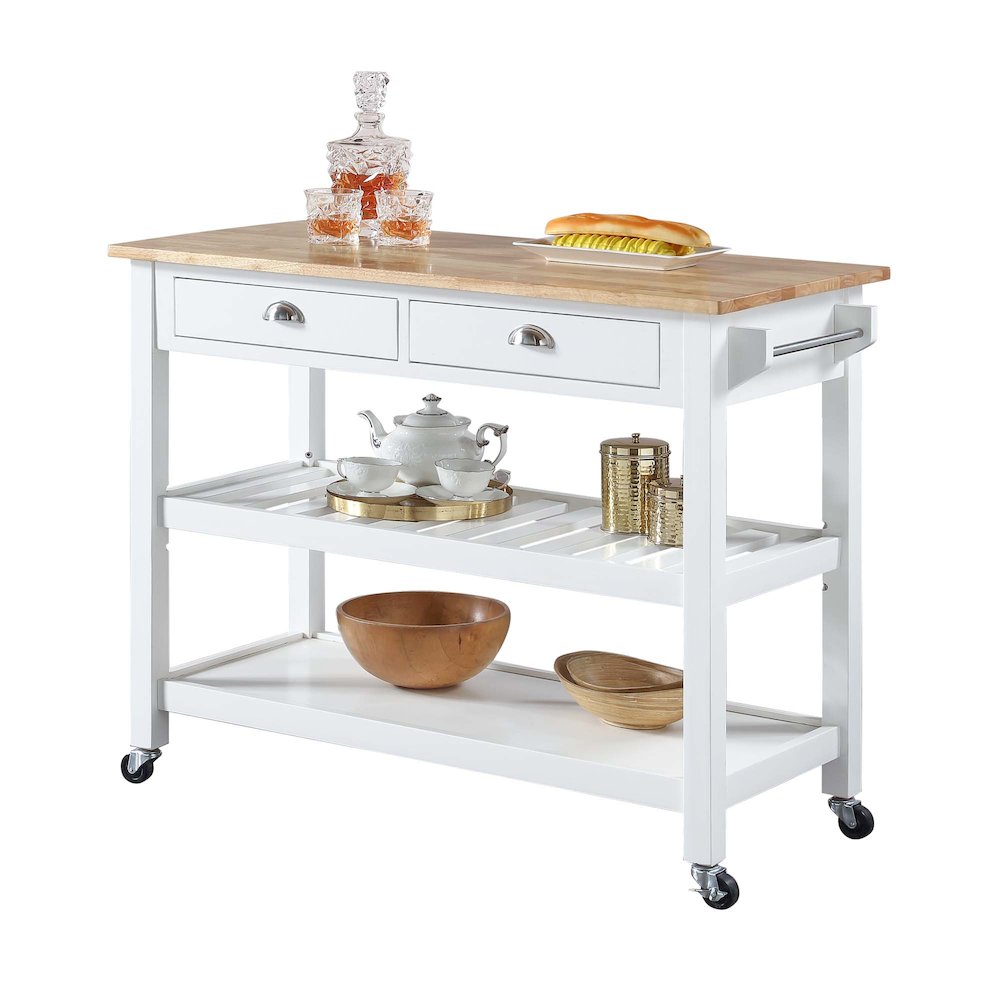 American Heritage 3 Tier Butcher Block Kitchen Cart with Drawers