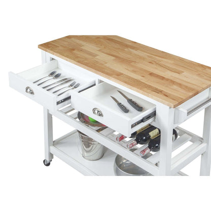 American Heritage 3 Tier Butcher Block Kitchen Cart with Drawers