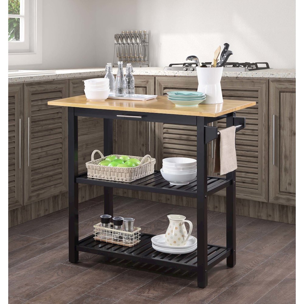 Designs2Go 3 Tier Butcher Block Kitchen Prep Island with Drawer