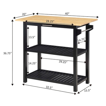 Designs2Go 3 Tier Butcher Block Kitchen Prep Island with Drawer