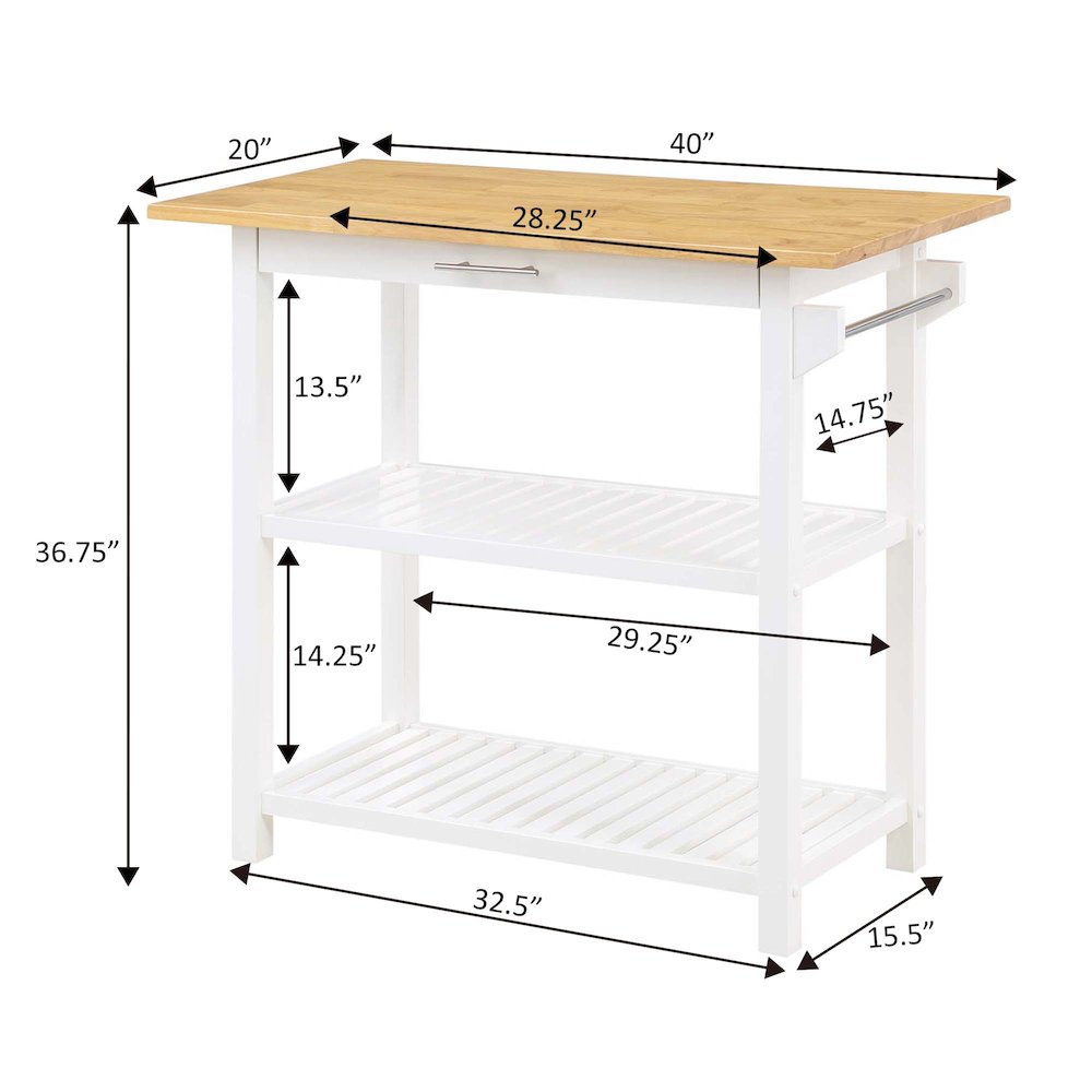 Designs2Go 3 Tier Butcher Block Kitchen Prep Island with Drawer
