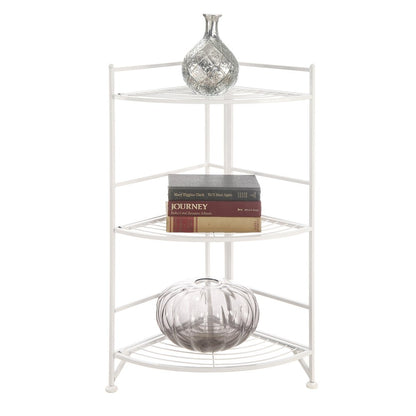 Xtra Storage 3 Tier Corner Folding Metal Corner Shelf White