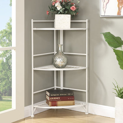 Xtra Storage 3 Tier Corner Folding Metal Corner Shelf White
