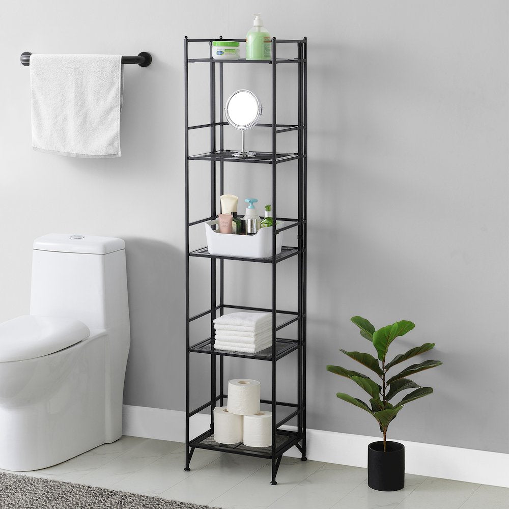 Xtra Storage 5 Tier Folding Metal Mesh Shelf