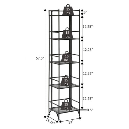Xtra Storage 5 Tier Folding Metal Mesh Shelf