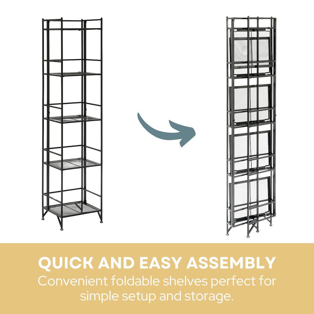 Xtra Storage 5 Tier Folding Metal Mesh Shelf