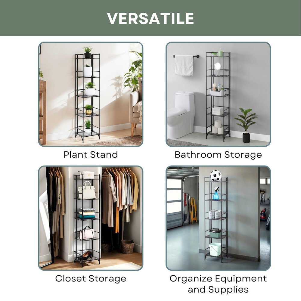 Xtra Storage 5 Tier Folding Metal Mesh Shelf