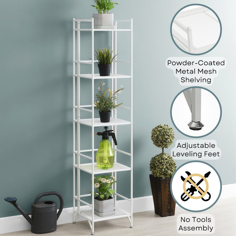 Xtra Storage 5 Tier Folding Metal Mesh Shelf