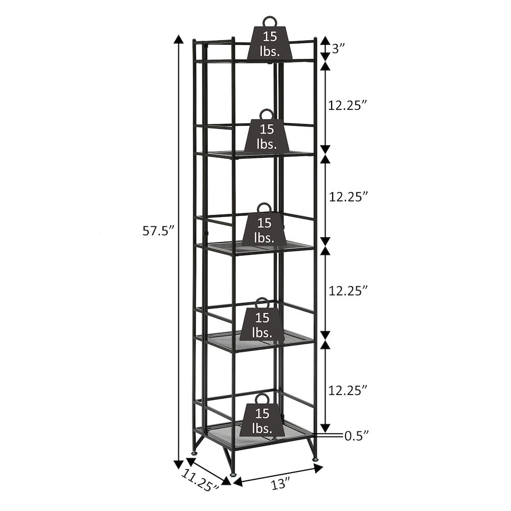 Xtra Storage 5 Tier Folding Metal Mesh Shelf