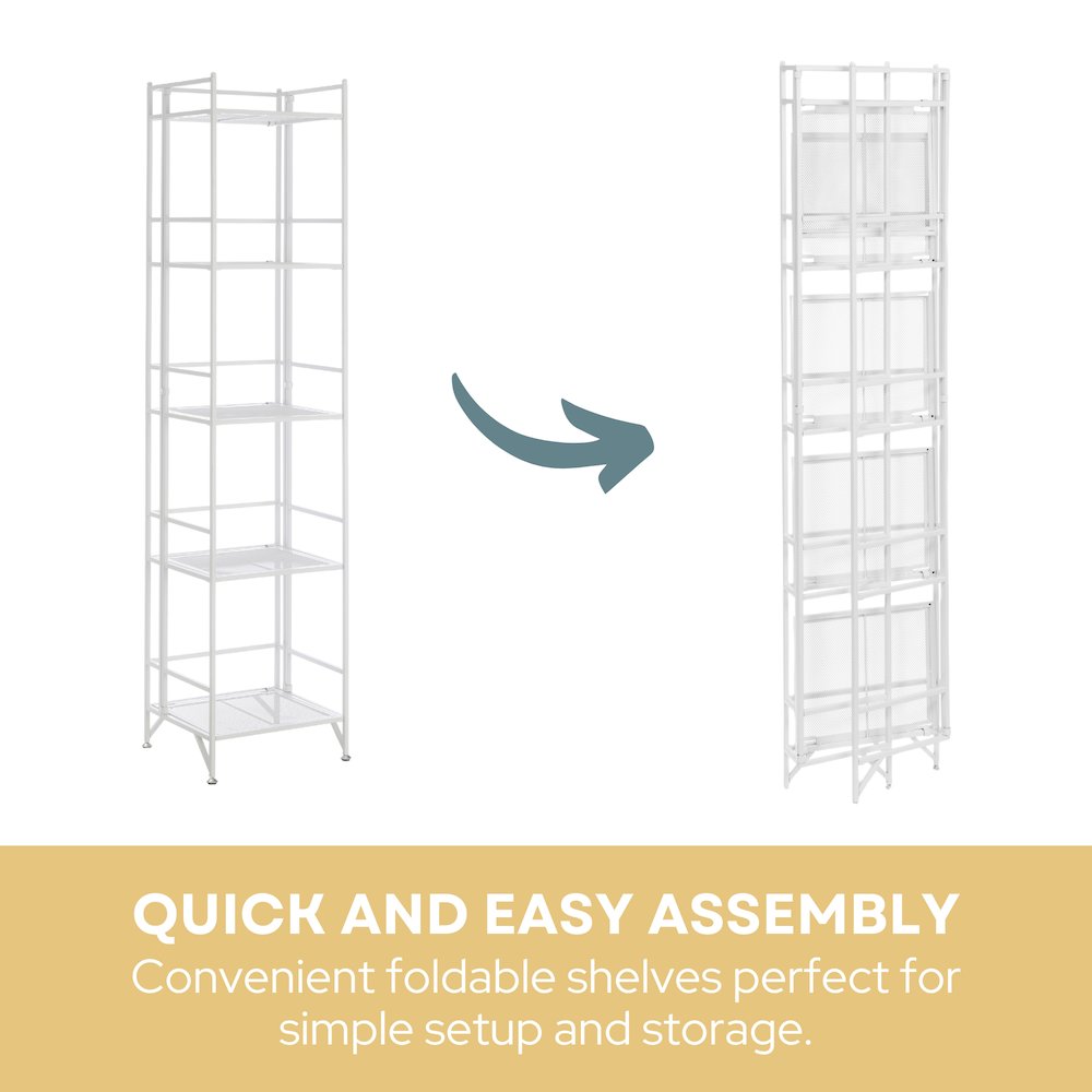 Xtra Storage 5 Tier Folding Metal Mesh Shelf